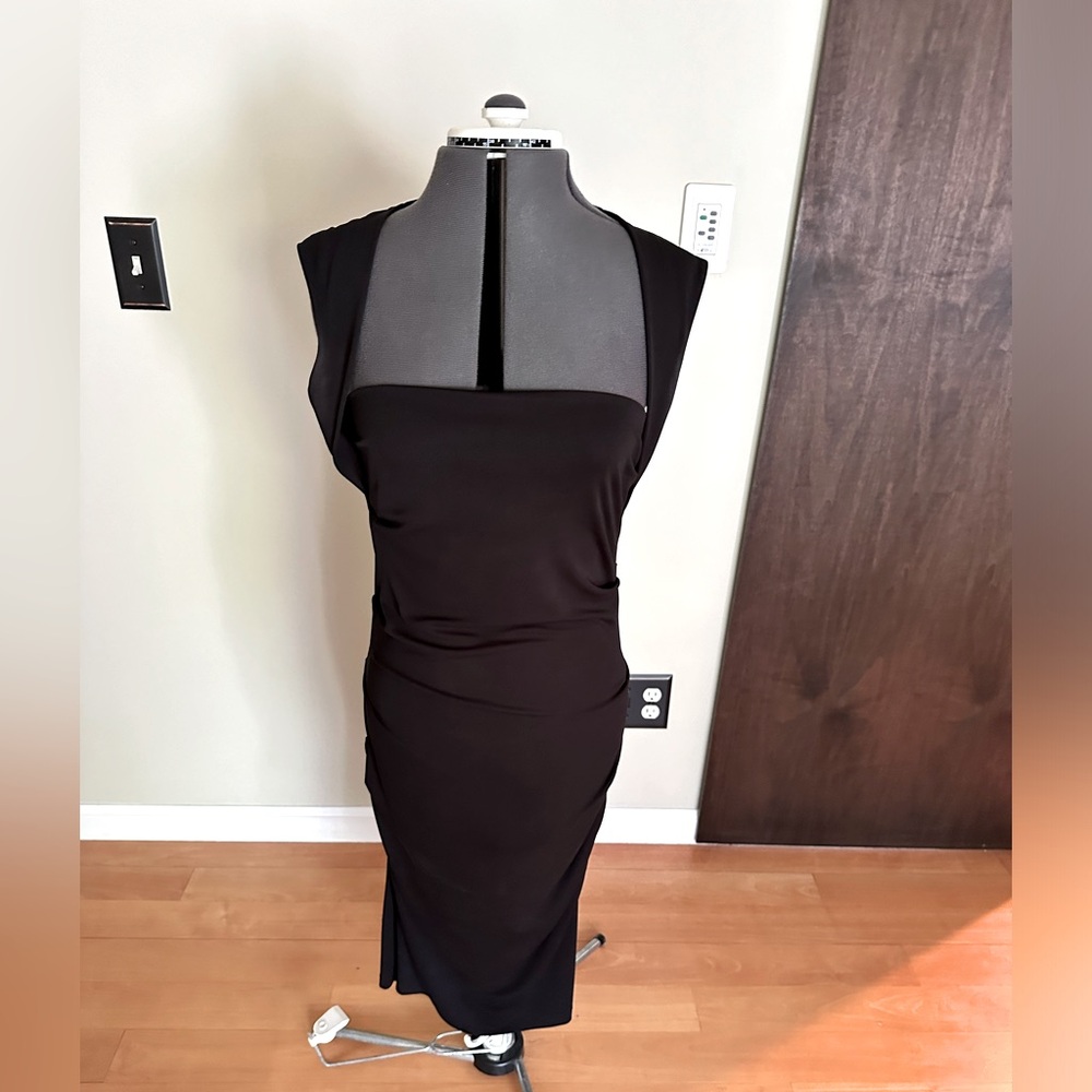 Nicole Miller black ruched dress M